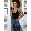 Černé elastické basic body ORELIA s výstřihem (Veľkosť ONESIZE)