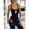 Černé elastické elegantní body NAOMI s výstřihem (Veľkosť ONESIZE)