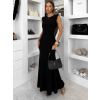 Čierne elegantné dlhé splývavé šaty NORVETA (Veľkosť ONESIZE)