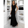 Čierne elegantné dlhé splývavé šaty NORVETA (Veľkosť ONESIZE)