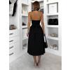 Čierne spoločenské vypasované tvarujúce áčkové midi šaty VORTA (Veľkosť ONESIZE)