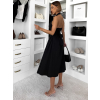 Čierne spoločenské vypasované tvarujúce áčkové midi šaty VORTA (Veľkosť ONESIZE)