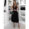 Čierne spoločenské vypasované tvarujúce áčkové midi šaty VORTA (Veľkosť ONESIZE)