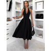 Čierne spoločenské vypasované tvarujúce áčkové midi šaty VORTA (Veľkosť ONESIZE)