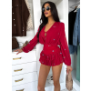 Červené krátke šifónové kvetinové šaty LIREA s kraťaskami (Veľkosť ONESIZE)