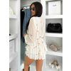 Krémové krátke šifónové kvetinové šaty LIREA s kraťaskami (Veľkosť ONESIZE)