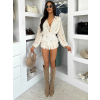 Krémové krátke šifónové kvetinové šaty LIREA s kraťaskami (Veľkosť ONESIZE)