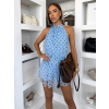 Modré krátke šifónové bodkované šaty RIMELO s kraťaskami (Veľkosť ONESIZE)