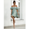 Mintové elegantné mini šaty SELEYA s rukávmi (Veľkosť L)