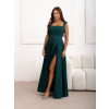 Smaragdové elegantné dlhé šaty CALIRA (Veľkosť L)