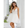 Krémové elegantné krátke šaty SOLIRA (Veľkosť L)