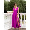 Magenta elegantné dlhé šaty ELAYA (Veľkosť L)