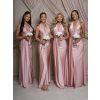 Starorůžové saténové dlouhé společenské šaty CELESTIA pro družičky (Veľkosť ONESIZE)