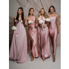 Starorůžové saténové dlouhé společenské šaty CELESTIA pro družičky (Veľkosť ONESIZE)