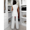 Bílý elegantní stylový kalhotový elegantní komplet RISELA (Veľkosť ONESIZE)