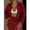 Červená mušelínová oversize dlouhá košile MEKATHY (Veľkosť ONESIZE)