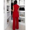 Červený elegantní kalhotový elegantní komplet RISELA (Veľkosť ONESIZE)