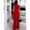 Červený elegantný nohavicový elegantný komplet RISELA (Veľkosť ONESIZE)