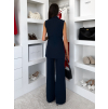 Tmavě modrý elegantní kalhotový komplet RISELA (Veľkosť ONESIZE)