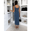 Modré džínové denim midi šaty CAMILLE s páskem (Veľkosť ONESIZE)