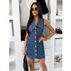 Modré džínové krátké denim šaty CLARISSA (Veľkosť ONESIZE)