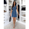 Modré džínové krátké denim šaty CLARISSA (Veľkosť ONESIZE)