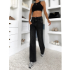 Černé stylové bootcut džíny FYLODA s vysokým pasem (Veľkosť L)