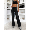 Černé stylové bootcut džíny FYLODA s vysokým pasem (Veľkosť L)