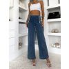 Modré straight wide leg džíny SYLVENO (Veľkosť L)