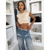 Modré wide leg stylové džíny FIRIONA s kapsami (Veľkosť L)