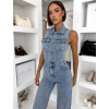 Modrý džínový denim dlouhý overal TYLYRY (Veľkosť L)