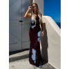 Hnedé dlhé letné maxi elegantné šaty ZOLANO (Veľkosť ONESIZE)