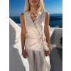 Krémová elegantní vázací zavinovací halenka FRYTOS (Veľkosť ONESIZE)