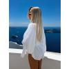 Bílý mušelínový crop krátký top OPTIRA s dlouhým rukávem (Veľkosť ONESIZE)