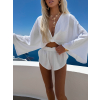 Bílý mušelínový crop krátký top OPTIRA s dlouhým rukávem (Veľkosť ONESIZE)