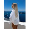 Bílý mušelínový crop krátký top OPTIRA s dlouhým rukávem (Veľkosť ONESIZE)