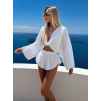 Biely mušelínový crop krátky top OPTIRA s dlhým rukávom (Veľkosť ONESIZE)