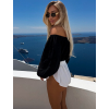 Černý mušelínový krátký crop top IRONHID s dlouhým rukávem (Veľkosť ONESIZE)