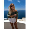 Khaki mušelínový krátký crop top IRONHID s dlouhým rukávem (Veľkosť ONESIZE)