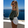 Khaki mušelínový krátký crop top IRONHID s dlouhým rukávem (Veľkosť ONESIZE)