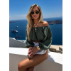 Khaki mušelínový krátký crop top IRONHID s dlouhým rukávem (Veľkosť ONESIZE)