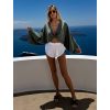 Kaki mušelínový krátky crop top OPTIRA s dlhým rukávom (Veľkosť ONESIZE)