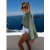 Kaki mušelínový krátky crop top OPTIRA s dlhým rukávom (Veľkosť ONESIZE)