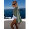 Khaki mušelínový krátký crop top OPTIRA s dlouhým rukávem (Veľkosť ONESIZE)
