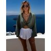 Khaki mušelínový krátký crop top OPTIRA s dlouhým rukávem (Veľkosť ONESIZE)