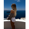 Šedo hnědý mušelínový krátký crop top IRONHID s dlouhým rukávem (Veľkosť ONESIZE)