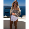 Šedo hnědý mušelínový krátký crop top IRONHID s dlouhým rukávem (Veľkosť ONESIZE)