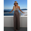 Šedohnědý dlouhý letní široký overal FABELLA na ramínka (Veľkosť ONESIZE)