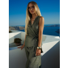 Khaki elegantní zavinovací top halenka FRYTOS (Veľkosť ONESIZE)