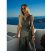 Khaki elegantní zavinovací top halenka FRYTOS (Veľkosť ONESIZE)